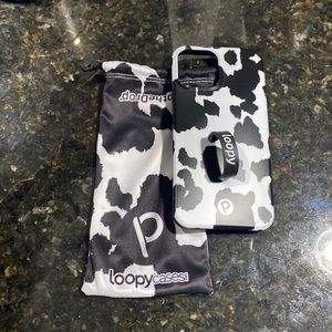 iPhone 12 Pro Max Cow print loopy case. NEVER been used